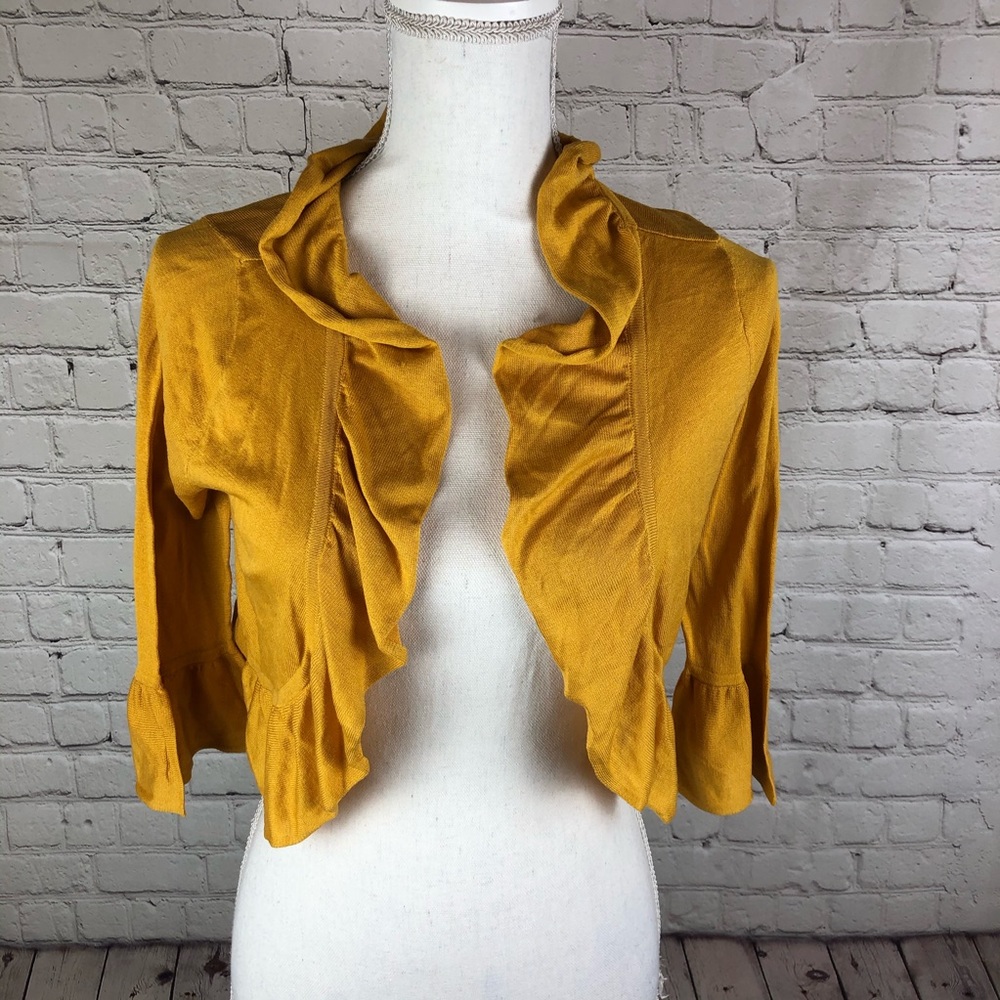 Yoana Baraschi ruffle cropped shrug top mustard size XS/small